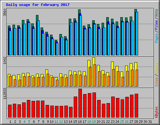 Daily usage for February 2017