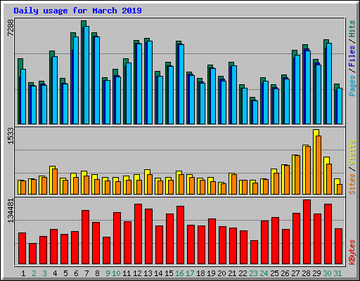 Daily usage for March 2019