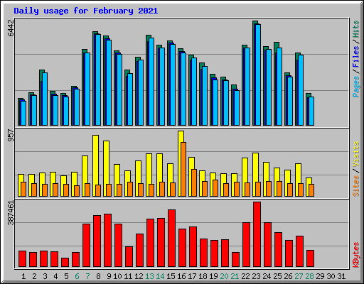 Daily usage for February 2021