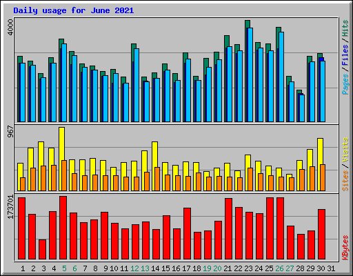 Daily usage for June 2021