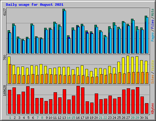 Daily usage for August 2021