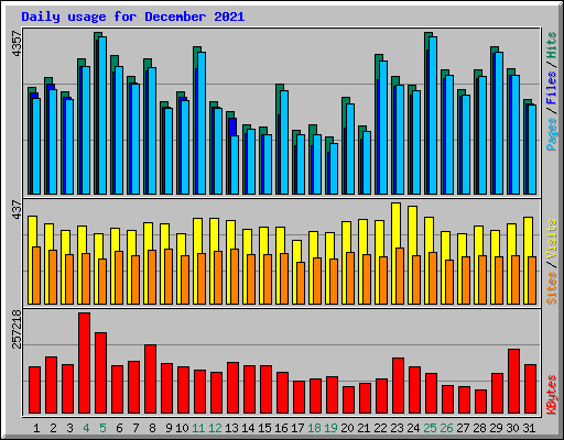 Daily usage for December 2021