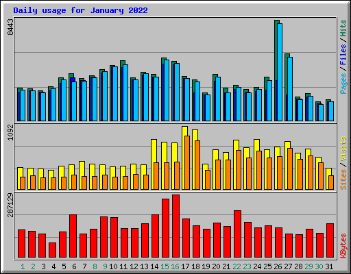 Daily usage for January 2022