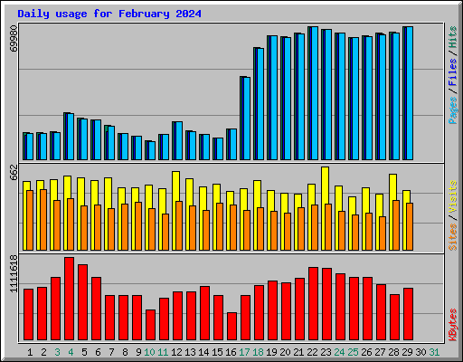 Daily usage for February 2024