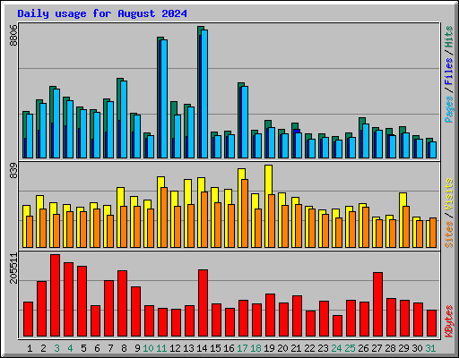 Daily usage for August 2024