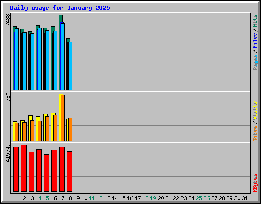 Daily usage for January 2025