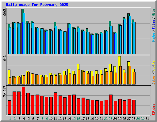Daily usage for February 2025
