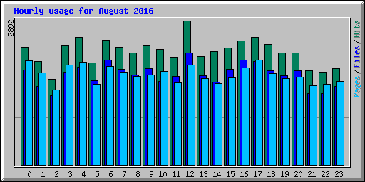 Hourly usage for August 2016