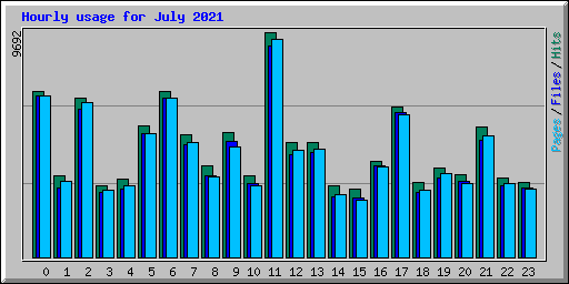 Hourly usage for July 2021